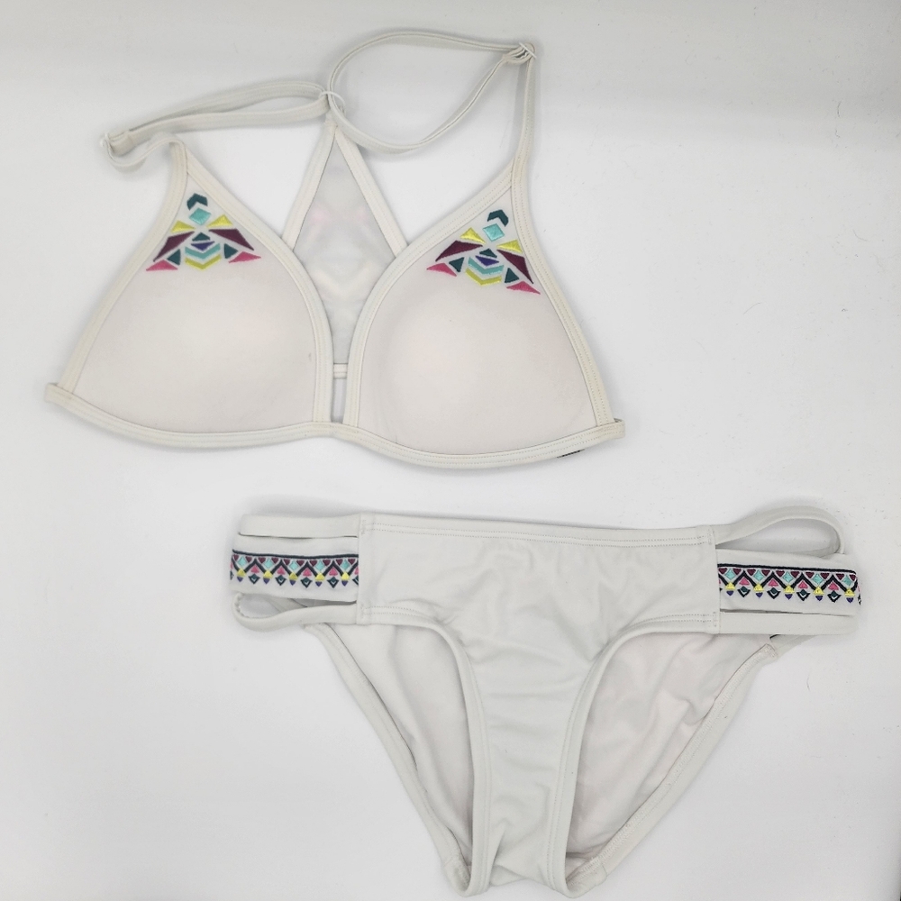 PINK Victoria's Secret Embroidered Racerback Trangle Bikini Set